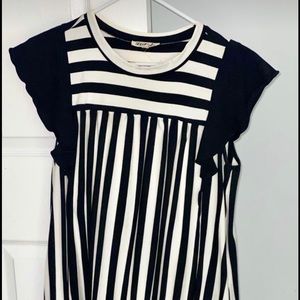 Stripped Black and White Summer Dress - Small